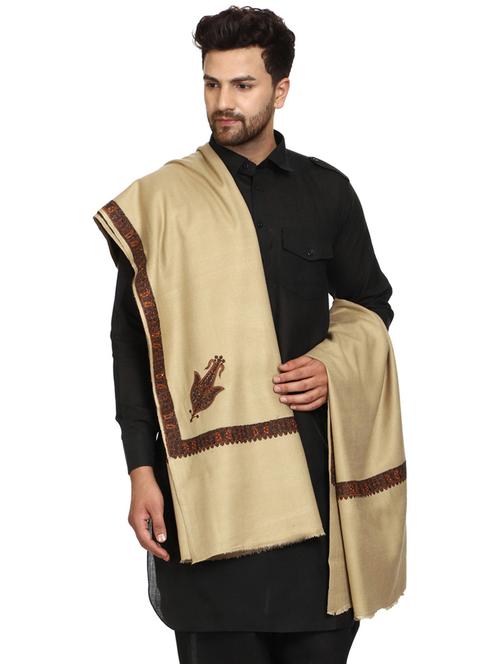 men beige wool reversible shawl - 20451128 - Very Small Image - 1