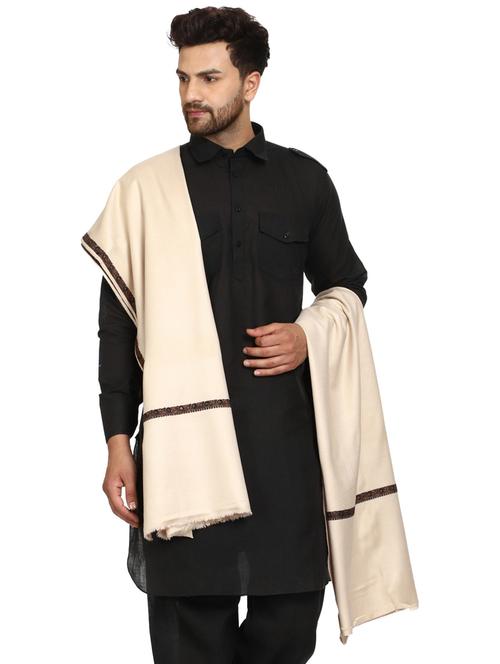 men beige wool reversible shawl - 20451130 - Very Small Image - 1