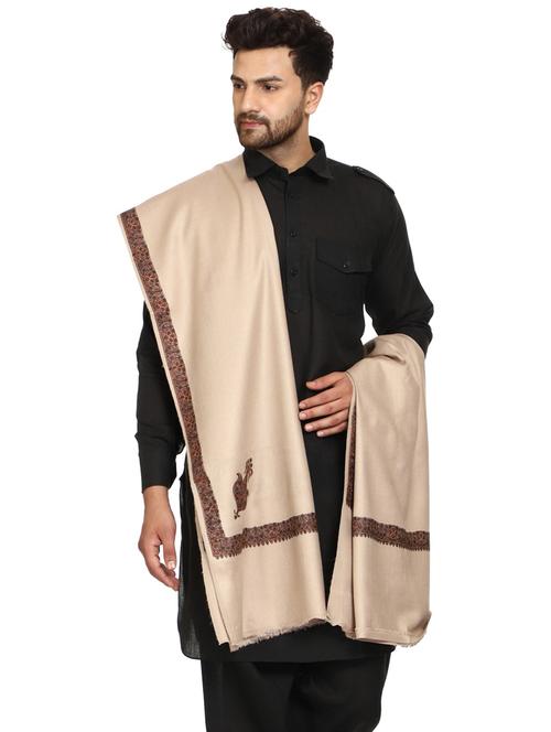 men beige wool reversible shawl - 20451135 - Very Small Image - 1