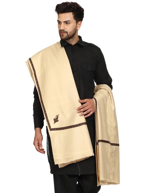 men beige wool reversible shawl - 20451142 - Very Small Image - 1