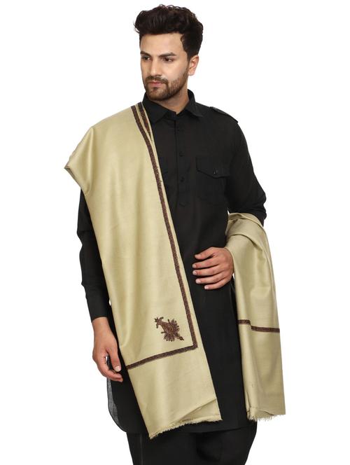 men beige wool reversible shawl - 20451145 - Very Small Image - 1