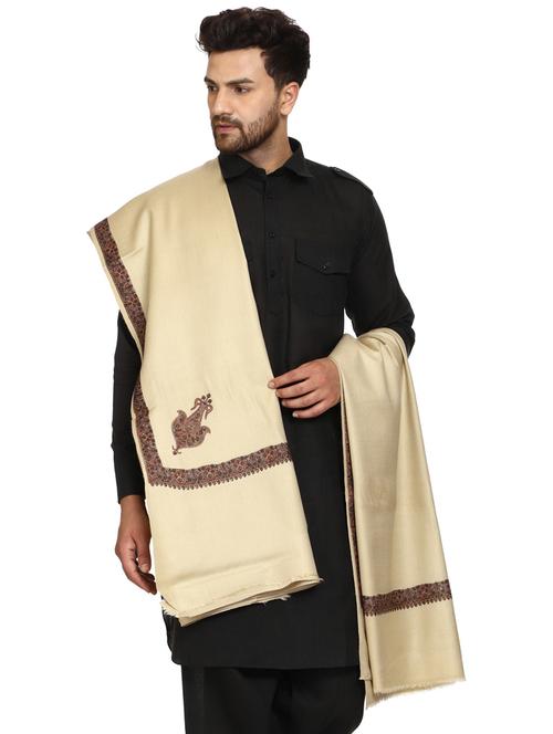 men beige wool reversible shawl - 20451146 - Very Small Image - 1