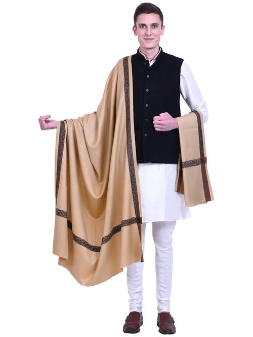 men beige wool reversible shawl - 20451149 - Very Small Image - 1