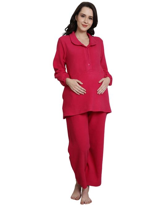 pink solid pyjama nightwear set - 20451411 - Very Small Image - 1