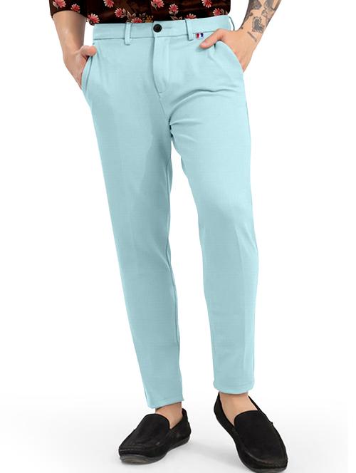 men's light blue flat front chinos - 20455129 - Very Small Image - 1