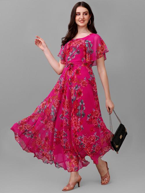 florals prints fit & flare gown - 20455315 - Very Small Image - 1