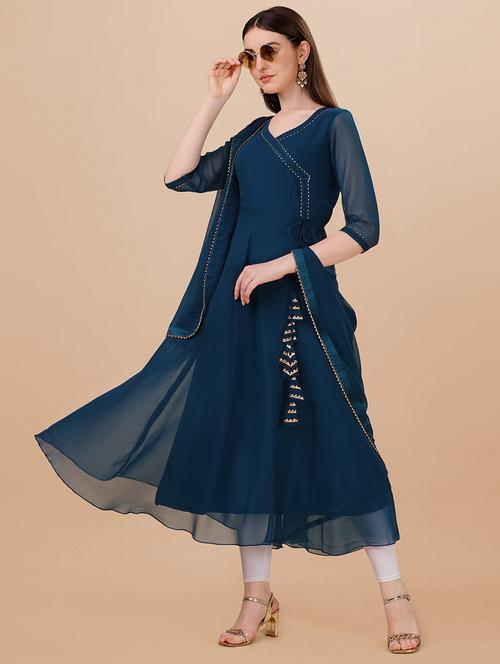 women solid kurta dupatta set - 20455463 - Very Small Image - 1