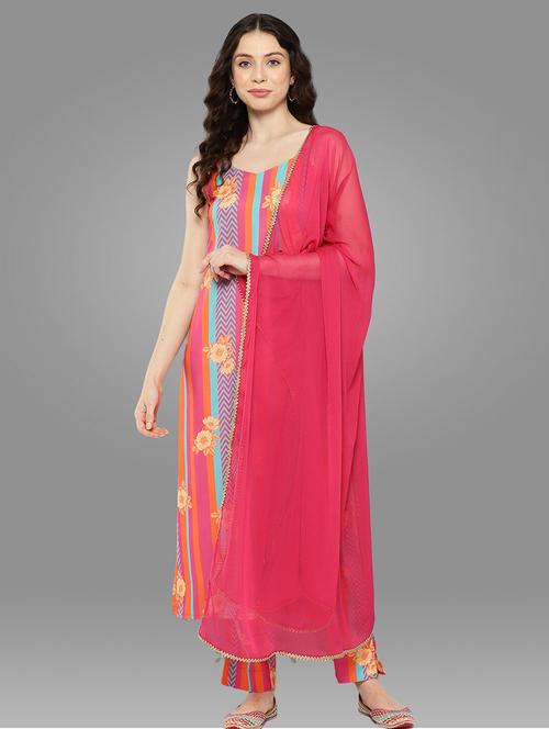 floral printed kurta dupatta set - 20455598 - Very Small Image - 1