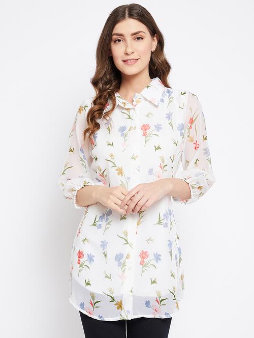 long sleeved floral tunic - 20455809 - Very Small Image - 1