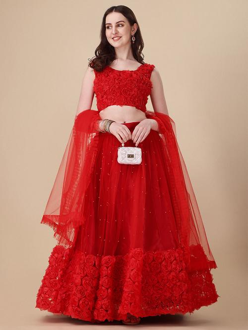 applique work semi-stitched lehenga choli with dupatta - 20455975 - Very Small Image - 1
