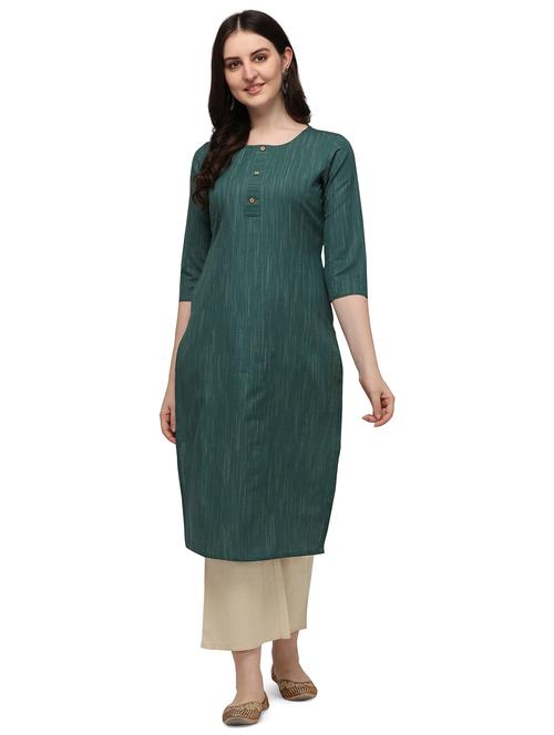 green cotton blend straight kurta - 20456511 - Very Small Image - 1