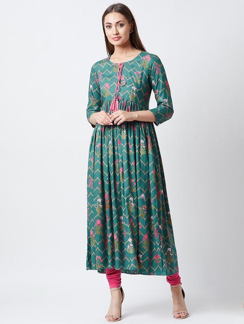 floral printed flared kurta - 20456634 - Very Small Image - 1