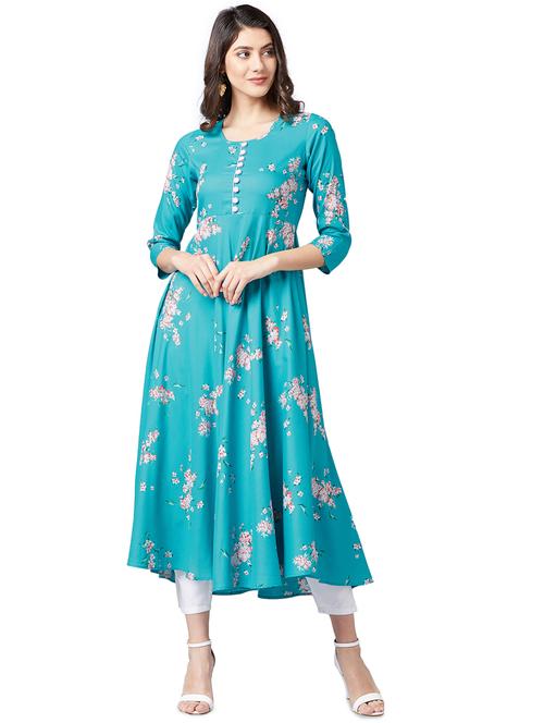floral printed flared kurta - 20456643 - Very Small Image - 1