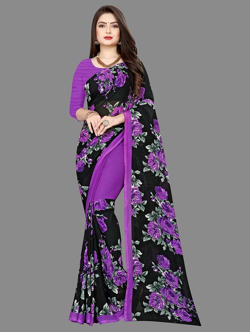 half & half floral printed saree - 20456667 - Very Small Image - 1