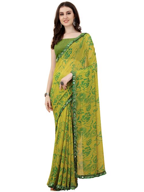 green floral printed saree with blouse - 20456689 - Very Small Image - 1