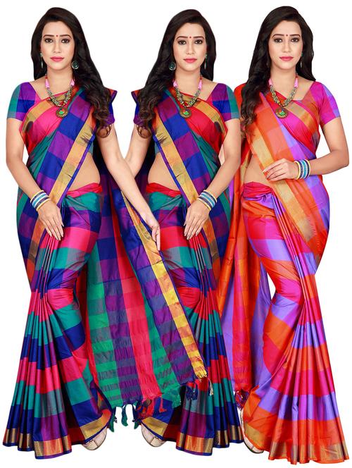 set 3 combo saree - 20456718 - Very Small Image - 1