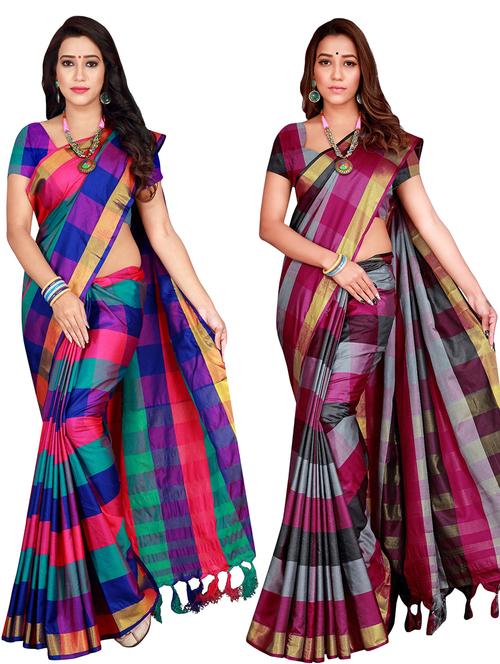 set of 2 pcs chettinadu sarees - 20456724 - Very Small Image - 1