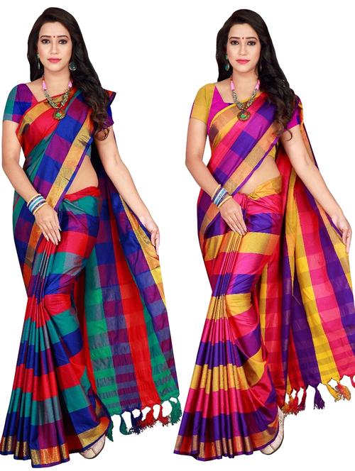 set of 2 printed saree - 20456725 - Very Small Image - 1