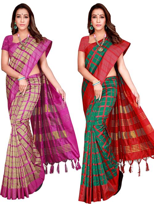 set 2 combo saree - 20456726 - Very Small Image - 1