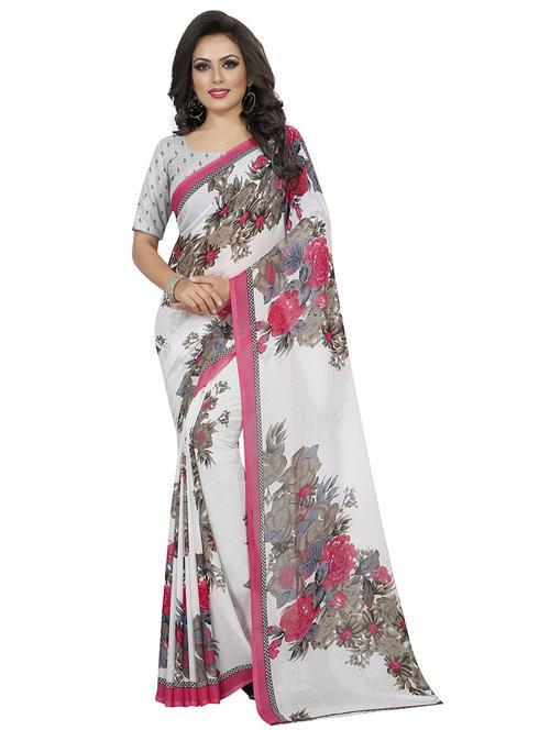 floral printed saree with blouse - 20456728 - Very Small Image - 1