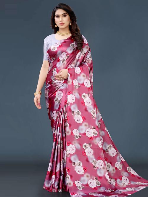 floral printed saree with blouse - 20456840 - Very Small Image - 1