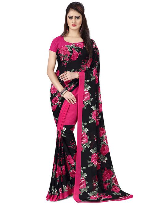 half & half floral printed saree - 20456945 - Very Small Image - 1