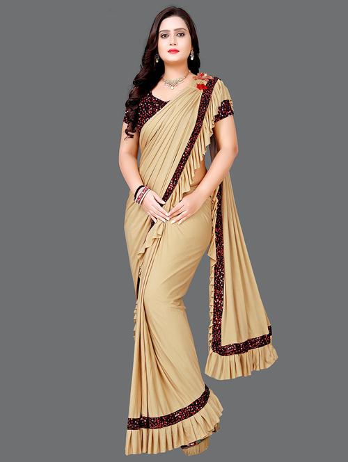 sequined bordered fancy saree - 20456978 - Very Small Image - 1