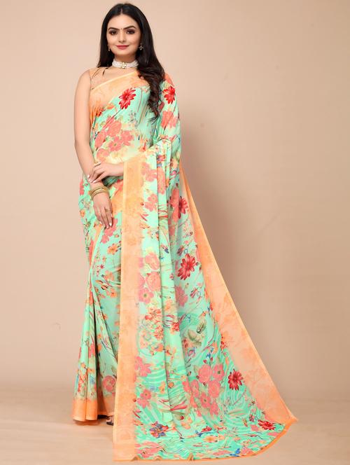 floral printed saree - 20457092 - Very Small Image - 1