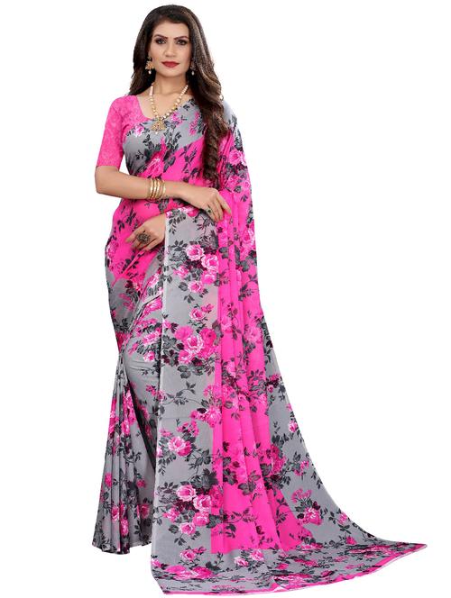 floral printed saree - 20457161 - Very Small Image - 1