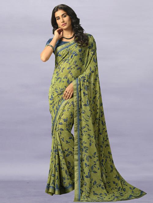 printed saree with blouse - 20457237 - Very Small Image - 1