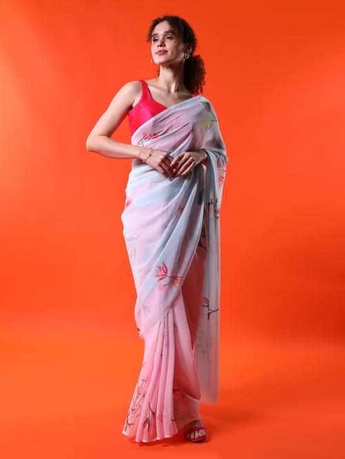 floral half & half saree with blouse - 20457260 - Very Small Image - 1