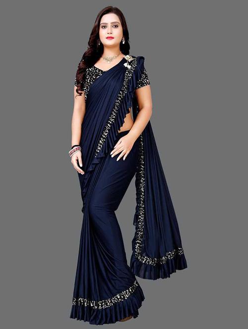sequined bordered fancy saree - 20457284 - Very Small Image - 1
