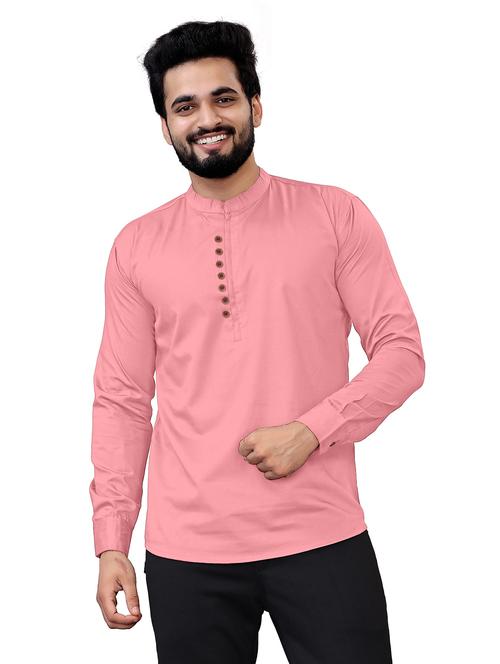 pink cotton blend short kurta - 20457317 - Very Small Image - 1