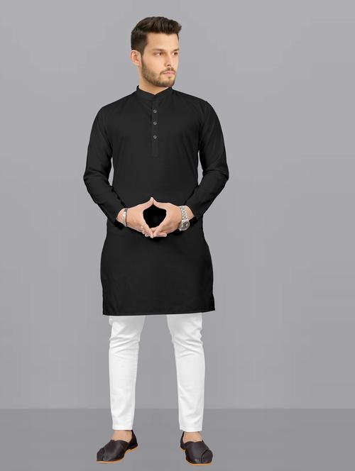 solids cotton blend long kurta - 20457330 - Very Small Image - 1
