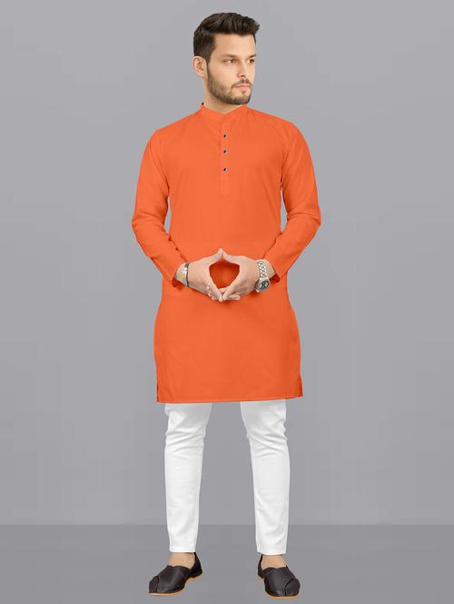 solids cotton blend long kurta - 20457341 - Very Small Image - 1