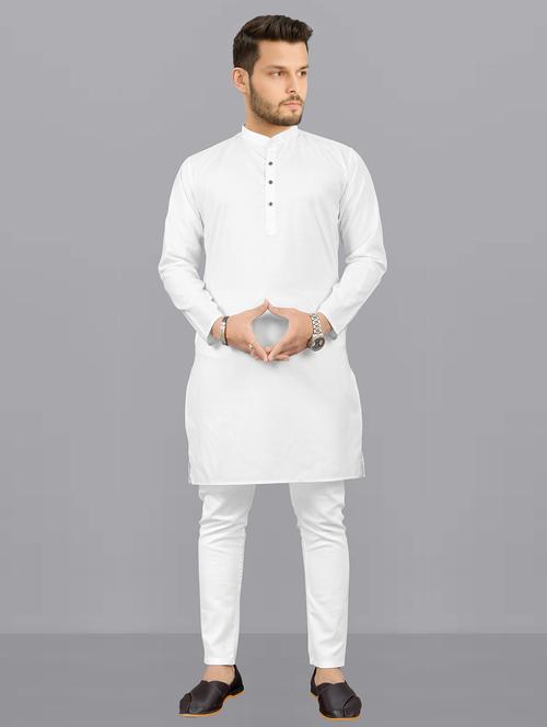 solids cotton blend long kurta - 20457343 - Very Small Image - 1