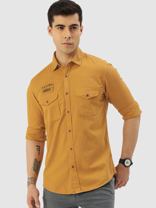 yellow cotton casual shirt - 20457739 - Very Small Image - 1
