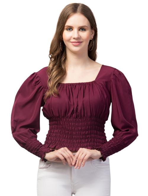 long sleeved solid crop top - 20457807 - Very Small Image - 1