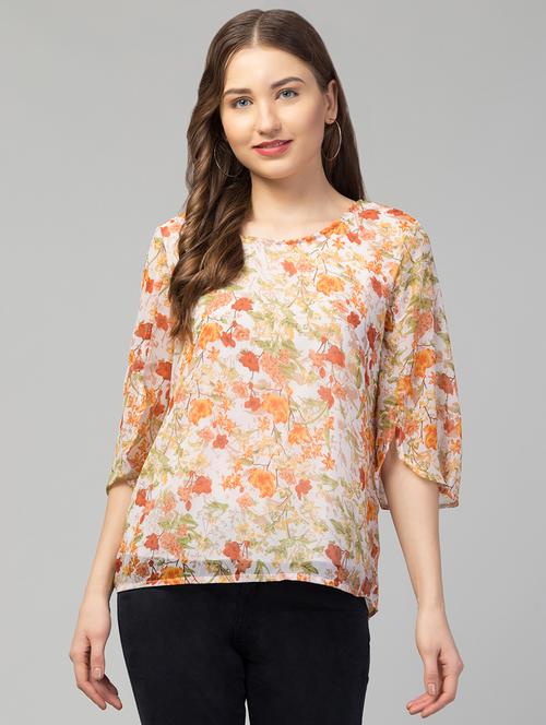 orange floral regular top - 20457810 - Very Small Image - 1