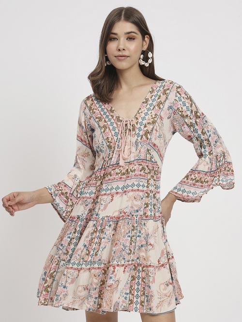 optic white printed tiered dress - 20458082 - Very Small Image - 1