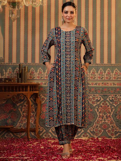 multi colored long sleeve kurta salwar set - 20458178 - Very Small Image - 1