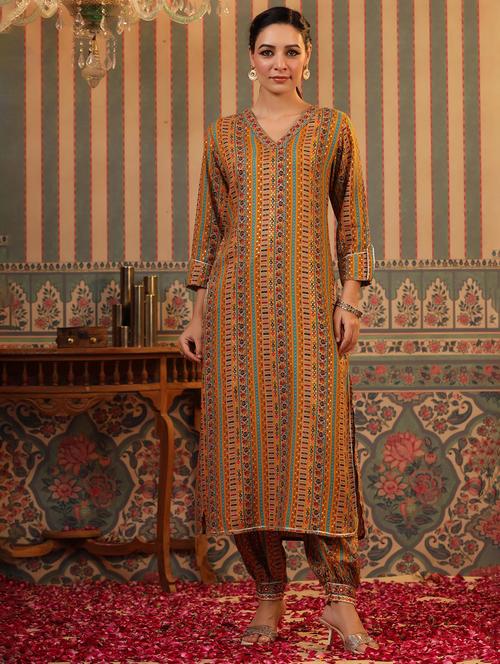 multi colored long sleeve kurta salwar set - 20458185 - Very Small Image - 1