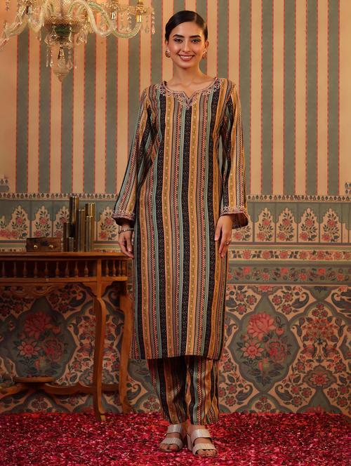 multi colored long sleeve kurta pant set - 20458186 - Very Small Image - 1
