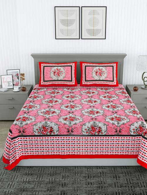 floral print double bedsheet with two pillow covers - 20458704 - Very Small Image - 1