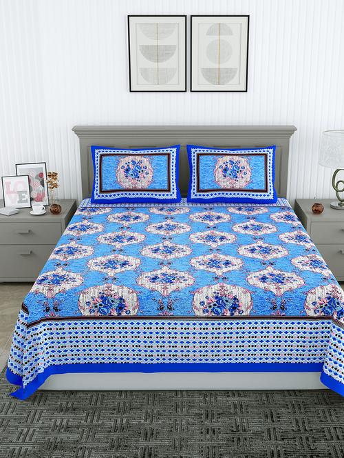 floral print double bedsheet with two pillow covers - 20458705 - Very Small Image - 1