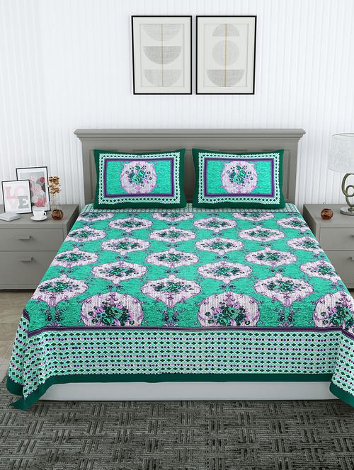 floral print double bedsheet with two pillow covers - 20458706 - Very Small Image - 1