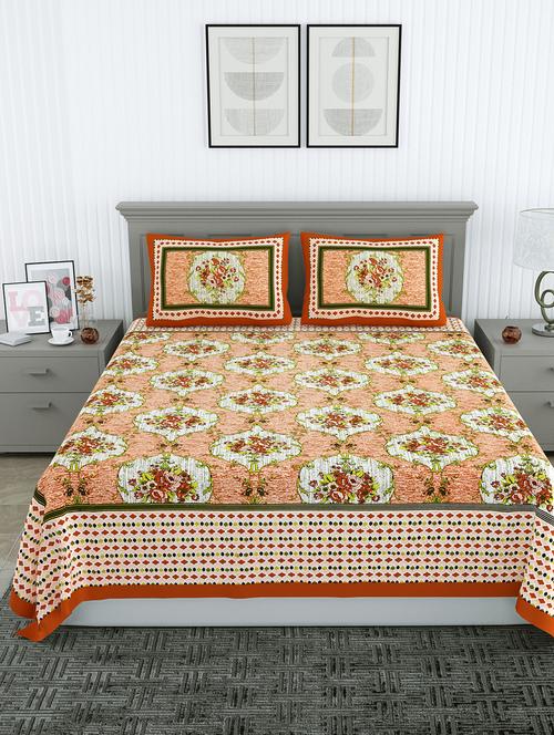 floral print double bedsheet with two pillow covers - 20458707 - Very Small Image - 1