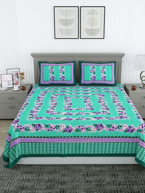 jaipuri hand printed double bedsheet with two pillow covers - 20458716 - Very Small Image - 1