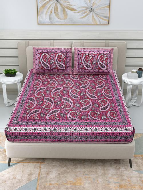 jaipuri hand printed double bedsheet with two pillow covers - 20458726 - Very Small Image - 1