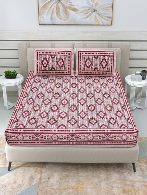 jaipuri hand printed double bedsheet with two pillow covers - 20458753 - Very Small Image - 1